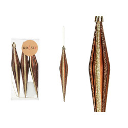 SET 3 DECORATIONS NOEL ALLONGES MARRON 17CM