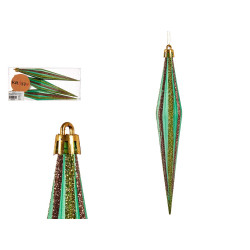 SET 3 DECORATIONS NOEL ALLONGES VERT 17CM