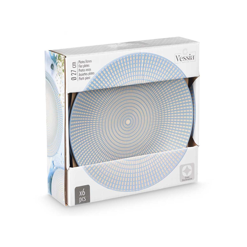 PIATTO PIANO 27 CM INCISO BLU 