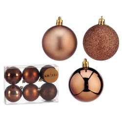SET 6 BOLAS NAVIDAD COL MARRON 6 CM SURT