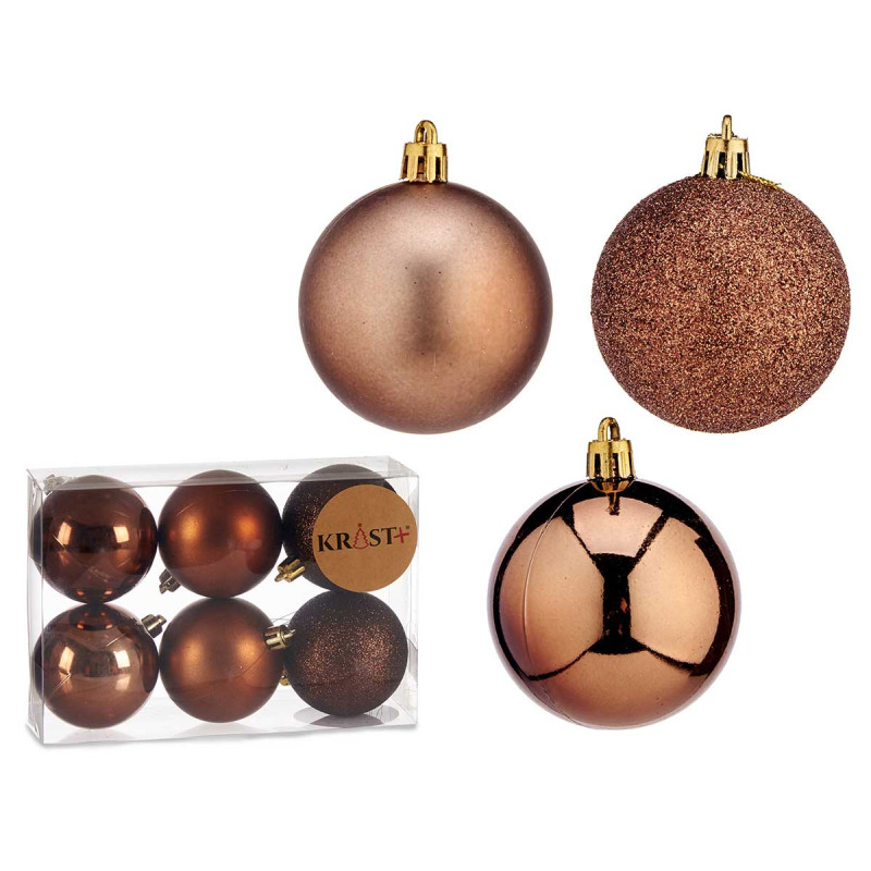 SET 6 PALLINE NATALE COL MARRONE 6CM ASSOT