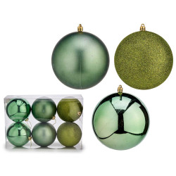 SET 6 BOLAS NAVIDAD COL VERDE 15 CM SURT