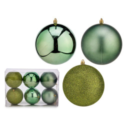 SET 6 BOLAS NAVIDAD COL VERDE 12 CM SURT