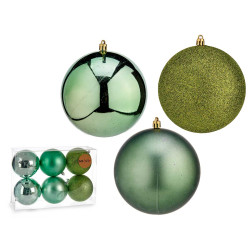 SET 6 BOLAS NAVIDAD COL VERDE 10 CM SURT