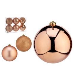 SET 6 BOLAS NAVIDAD COBRE 15 CM SURT