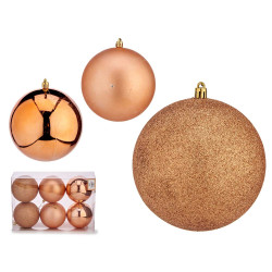 SET 6 BOLAS NAVIDAD COBRE 12 CM SURT