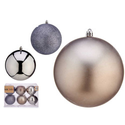 SET 6 BOLAS NAVIDAD COLOR PLATA 12 CM SURT
