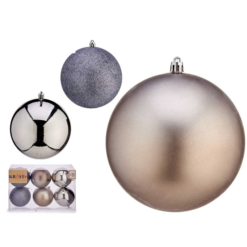 SET 6 PALLINE NATALE COL ARGENTO 12CM ASST