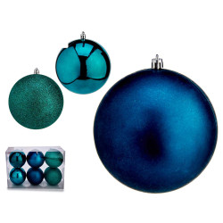 SET 6 BOLAS NAVIDAD COL TURQUESA 12 CM SURT
