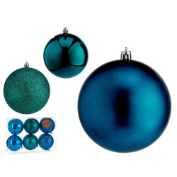 SET 6 BOLAS NAVIDAD COL TURQUESA 10 CM SURT