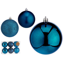 SET 6 BOLAS NAVIDAD COL TURQUESA 8 CM SURT