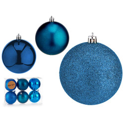 SET 6 BOLAS NAVIDAD COL TURQUESA 7 CM SURT
