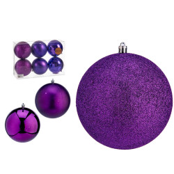 SET 6 BOLAS NAVIDAD COL MORADO 12 CM SURT