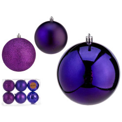 SET 6 BOLAS NAVIDAD COL MORADO 10 CM SURT