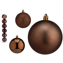 SET 6 BOLAS NAVIDAD COL MARRON 8 CM SURT