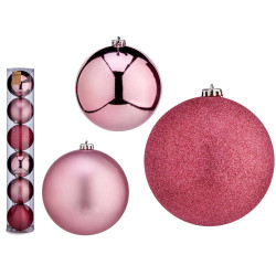 SET 6 BOLAS NAVIDAD COL ROSA OSCURO 15 CM SURT