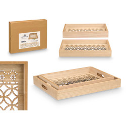 SET 2 RECTANGULAR TRAYS CIRCLES