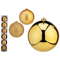 SET 6 BOLAS NAVIDAD COL ORO 15 CM SURT