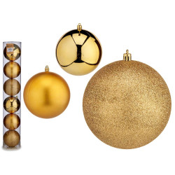SET 6 BOLAS NAVIDAD COL ORO 12 CM SURT
