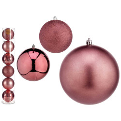 SET 6 BOLAS NAVIDAD COL ROSA OSCURO 12 CM SURT