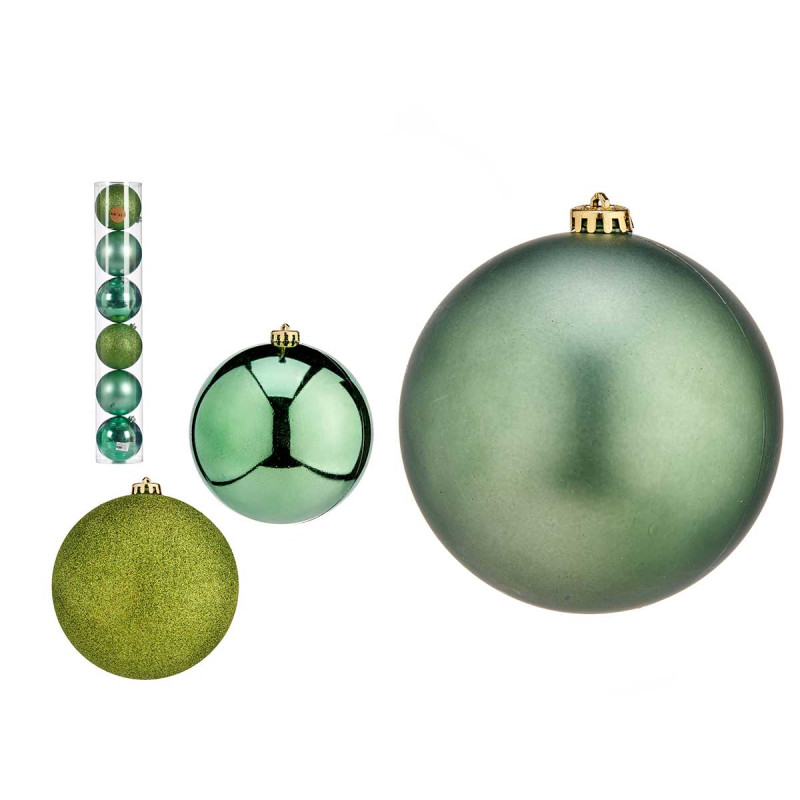SET 6 BOLAS NAVIDAD COL VERDE 15 CM SURT