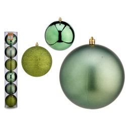 SET 6 BOLAS NAVIDAD COL VERDE 12 CM SURT