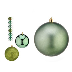 SET 6 BOLAS NAVIDAD COL VERDE 10 CM SURT