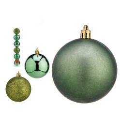 SET 6 BOLAS NAVIDAD COL VERDE 7 CM