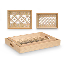 SET 2 RECTANGULAR TRAYS CIRCLES