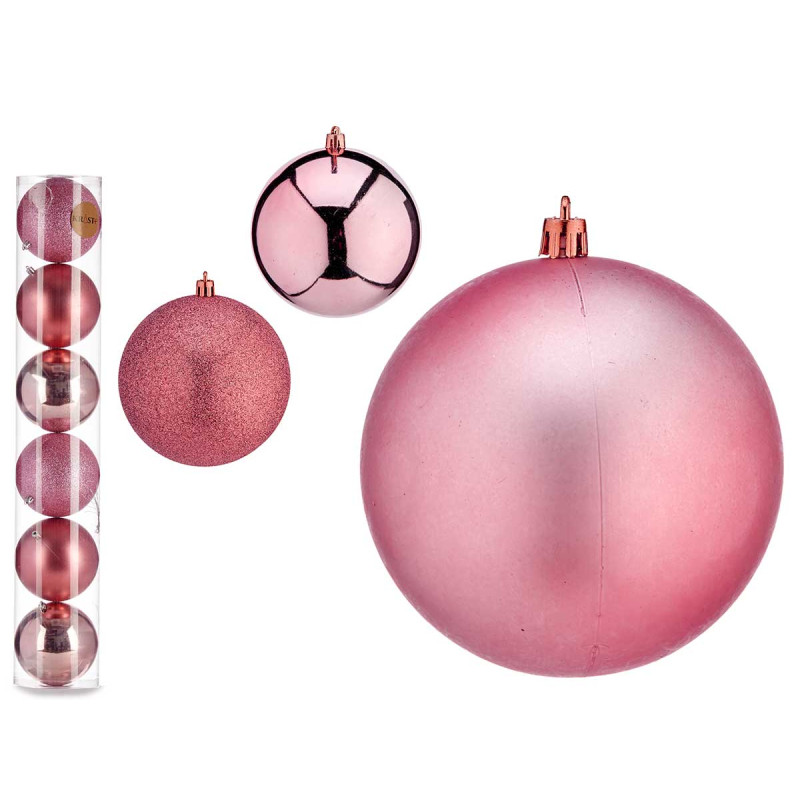 SET 6 BOLAS NAVIDAD ROSA 12 CM SURT