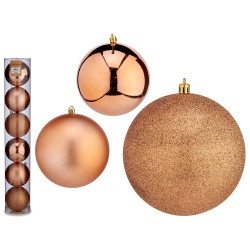 SET 6 BOLAS NAVIDAD COBRE 10 CM SURT