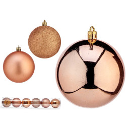 SET 6 BOLAS NAVIDAD COBRE 8 CM SURT