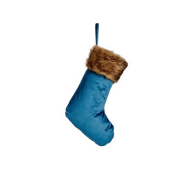 CALCETIN NAVIDEÑO TERCIOPELO AZUL