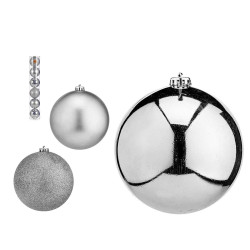 SET 6 BOLAS NAVIDAD 15CM PLATA SURT