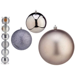 SET 6 BOLAS NAVIDAD 12CM PLATA SURT