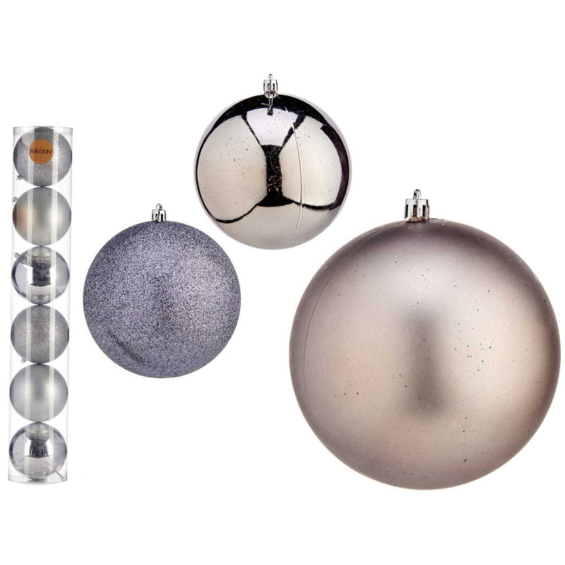 SET 6 PALLINE NATALE 12CM ARGENTO ASST