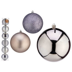 SET 6 BOLAS NAVIDAD 10CM PLATA SURT