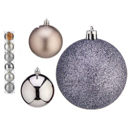 SET 6 BOLAS NAVIDAD 7CM PLATA SURT