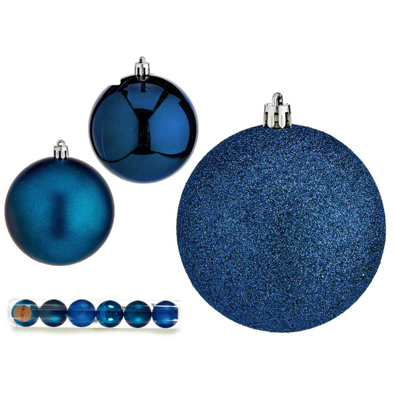 SET 6 BOULES NOEL 8CM TURQUOISE ASST