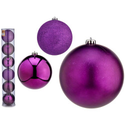 SET 6 BOLAS NAVIDAD 15CM MORADO SURT