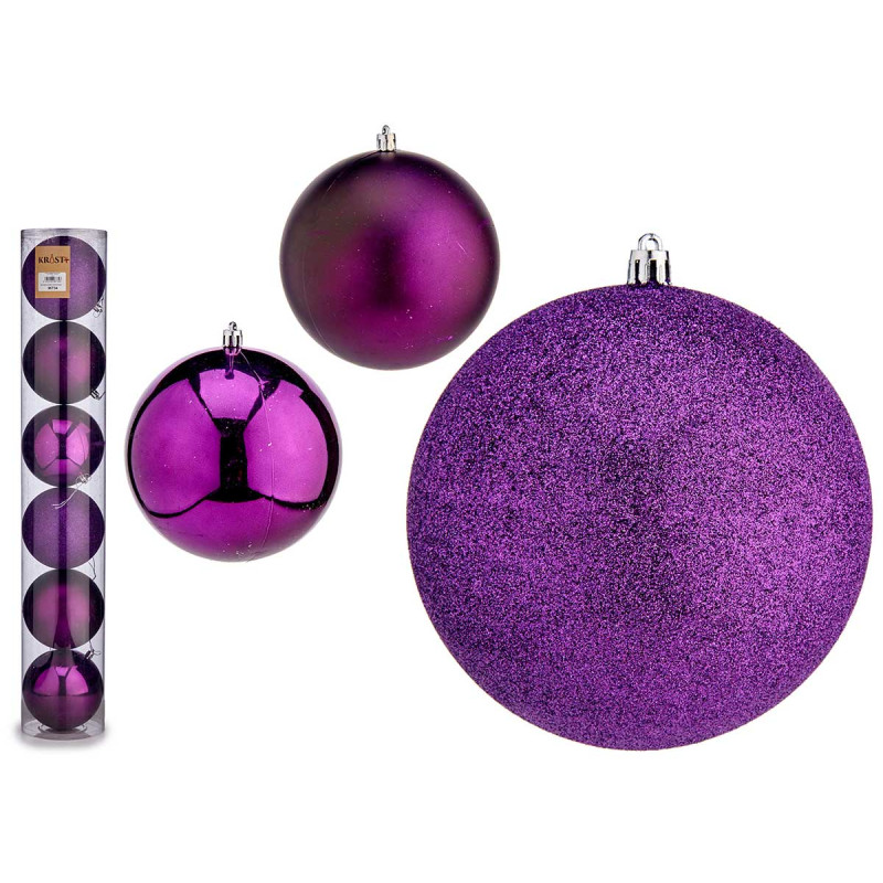 SET 6 BOLAS NAVIDAD 12CM MORADO SURT