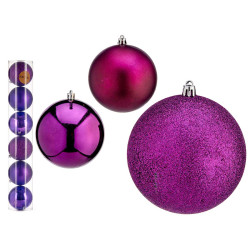 SET 6 BOLAS NAVIDAD 10CM MORADO SURT