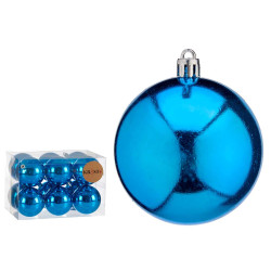 SET 12 BOLAS NAVIDAD 7CM AZULES