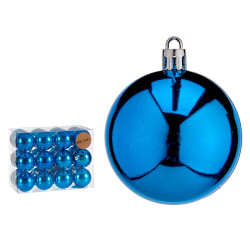 SET 24 BOLAS NAVIDAD 6CM AZULES