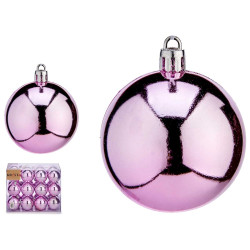 SET 24 BOLAS NAVIDAD 6CM ROSAS