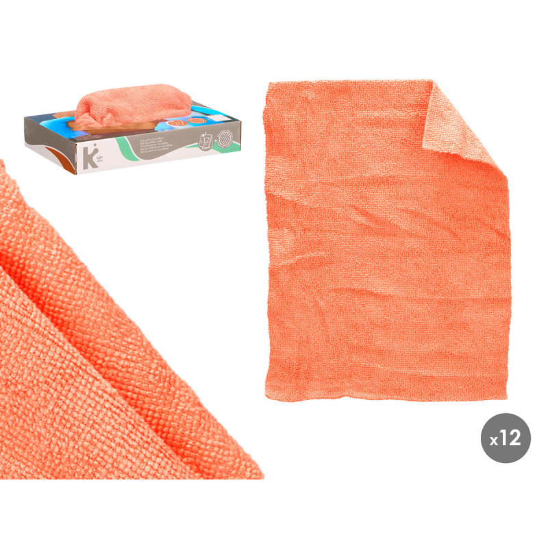 SET 12 PANNI MICROIBRA ARANCIONE 30X23CM
