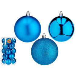 SET 20 BOLAS NAVIDAD 8CM AZULES