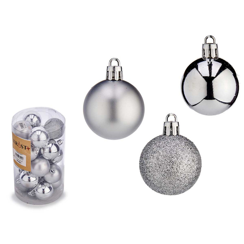SET 20 BOLAS NAVIDAD 4CM PLATA SURT