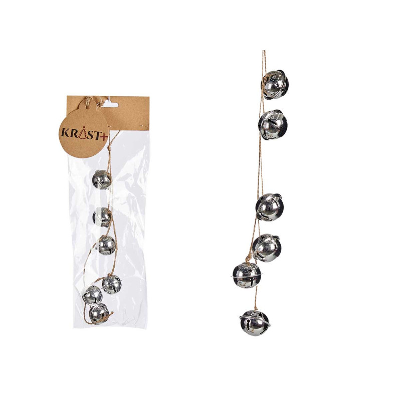 STRISCIA CAMPANELLO ARGENTO BRILLANTE NATALE 3CM
