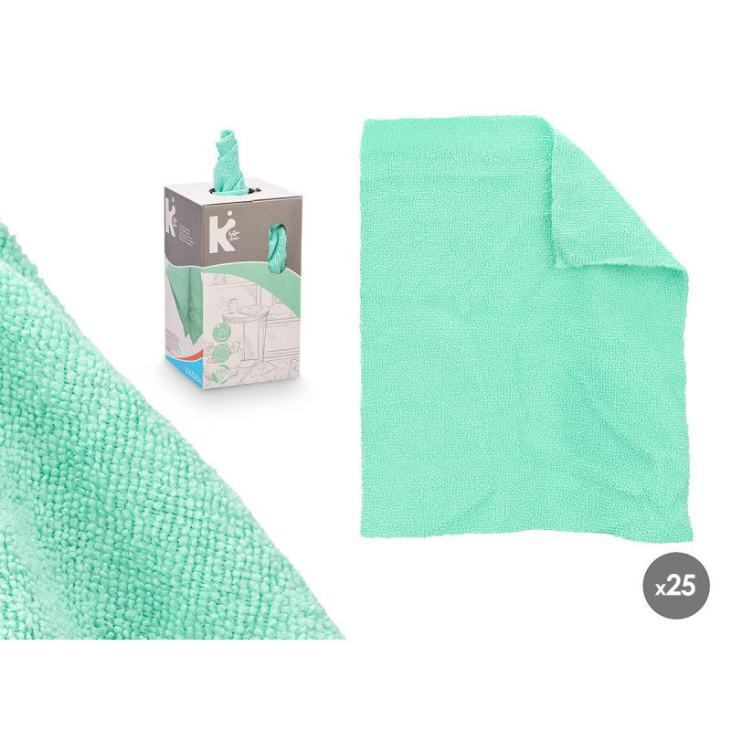 SET 25 CHIFFONS EN MICROFIBRE MENTHE 30X23CM